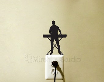 Man Playing Keyboard Light Switch Decal - Piano Wall Sticker - Piano Keyboard Music Wall Decor - Music Car Sticker - Gift for Music Lover