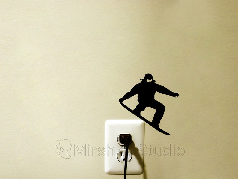 Snowboard Light Switch Fabric Sticker - Snowboarder Vinyl Wall Decal - Ski Art - Boys Room Decor - Cool Laptop Sticker - Snow Jump Gift 