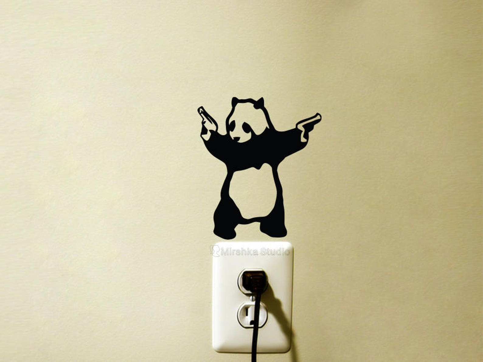 Banksy 2 Gun panda Wall Art, sticker, Decal – 4 taglie, large