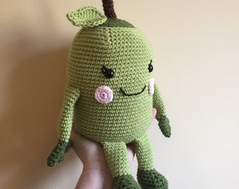 Motif d'olive au crochet. PDF. Téléchargement instantané. Amigurumi. Gros jouet. Nourriture mignonne au crochet. Butée de porte.