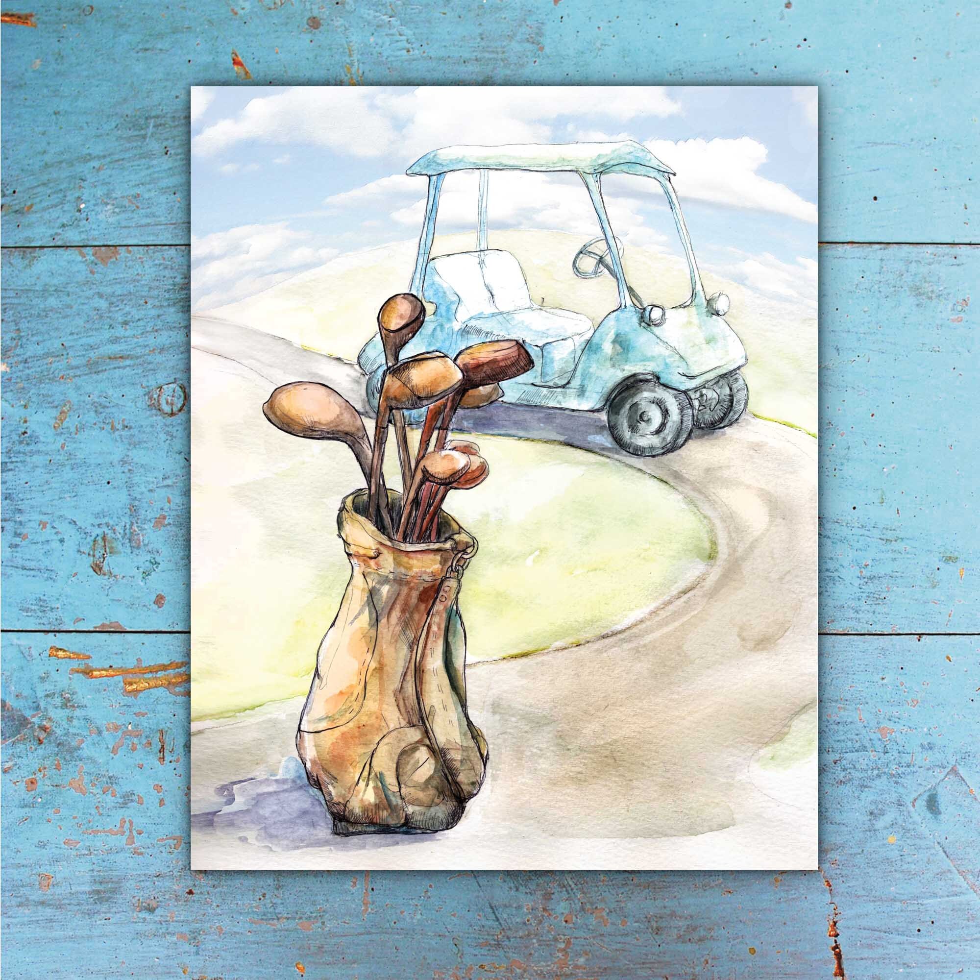 Vintage Golf decor Golfer Watercolor Sports Painting Sons Etsy