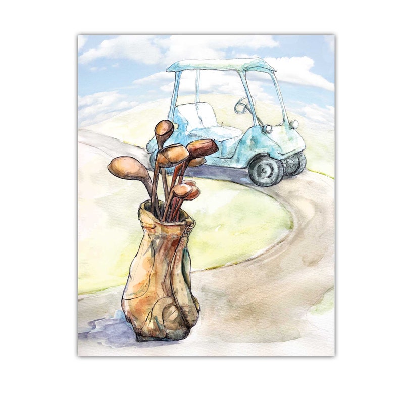 Golf print Vintage Golf Wall Art Golfer Watercolor Sports Etsy