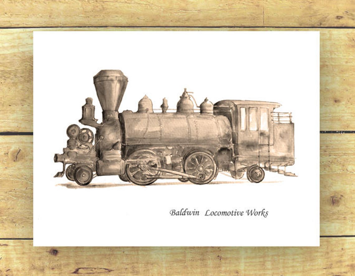 Vintage Train Decor Print Painting Railway Etsy