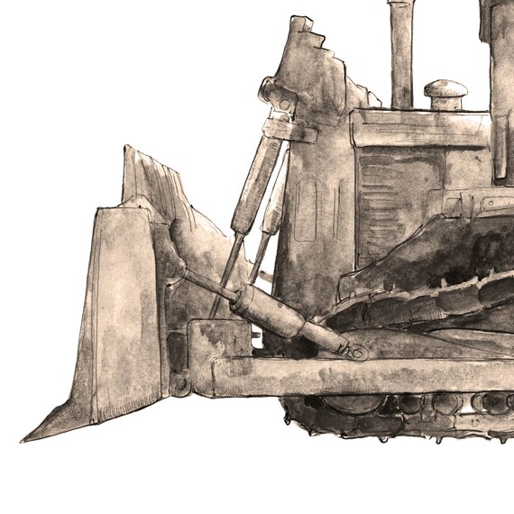 Track-Type Bulldozer Art Print // Canvas Print F Poster Wall Art Home Decor
