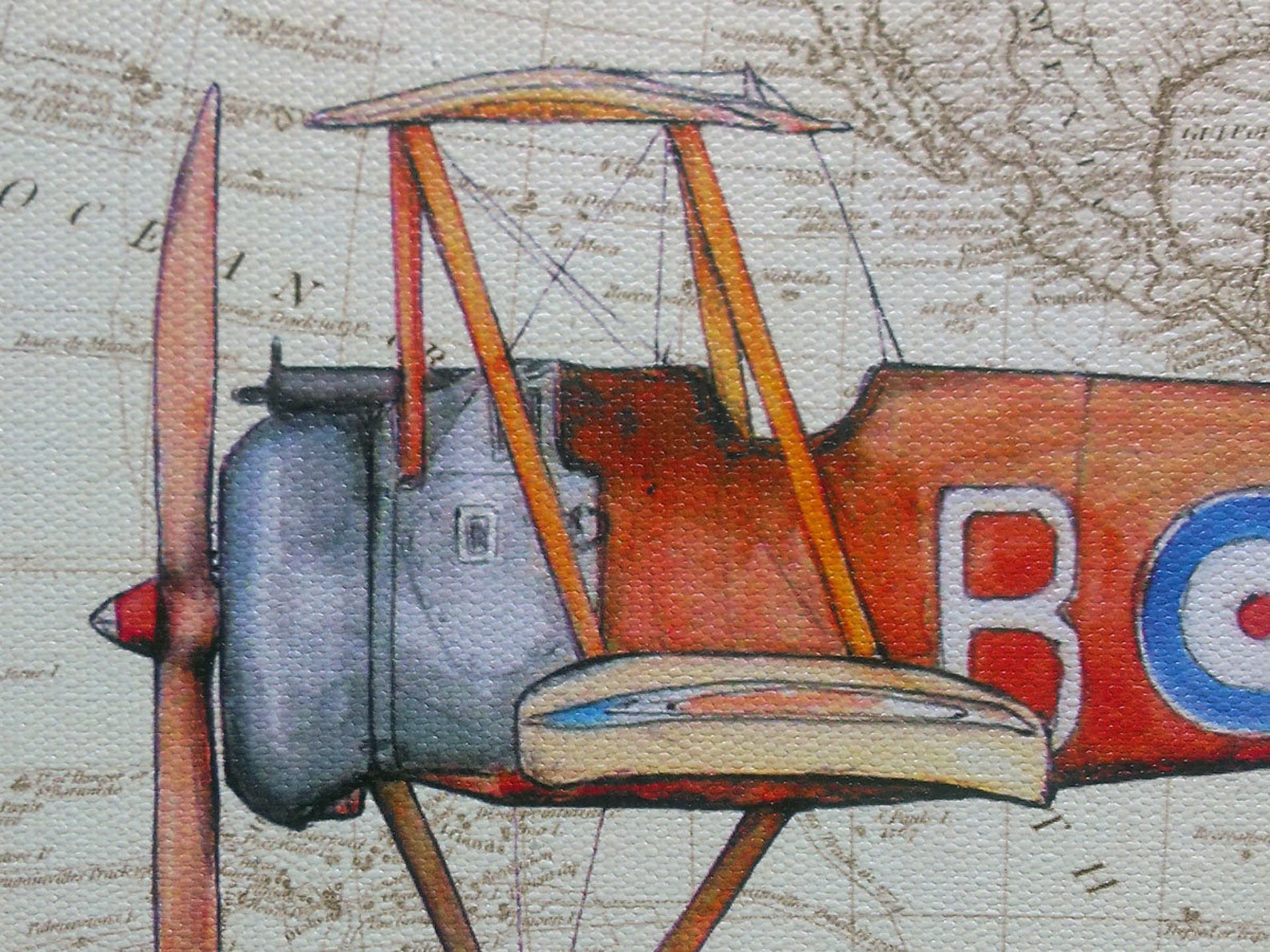 Vintage airplane print Airplane canvas art Aircraft poster Etsy