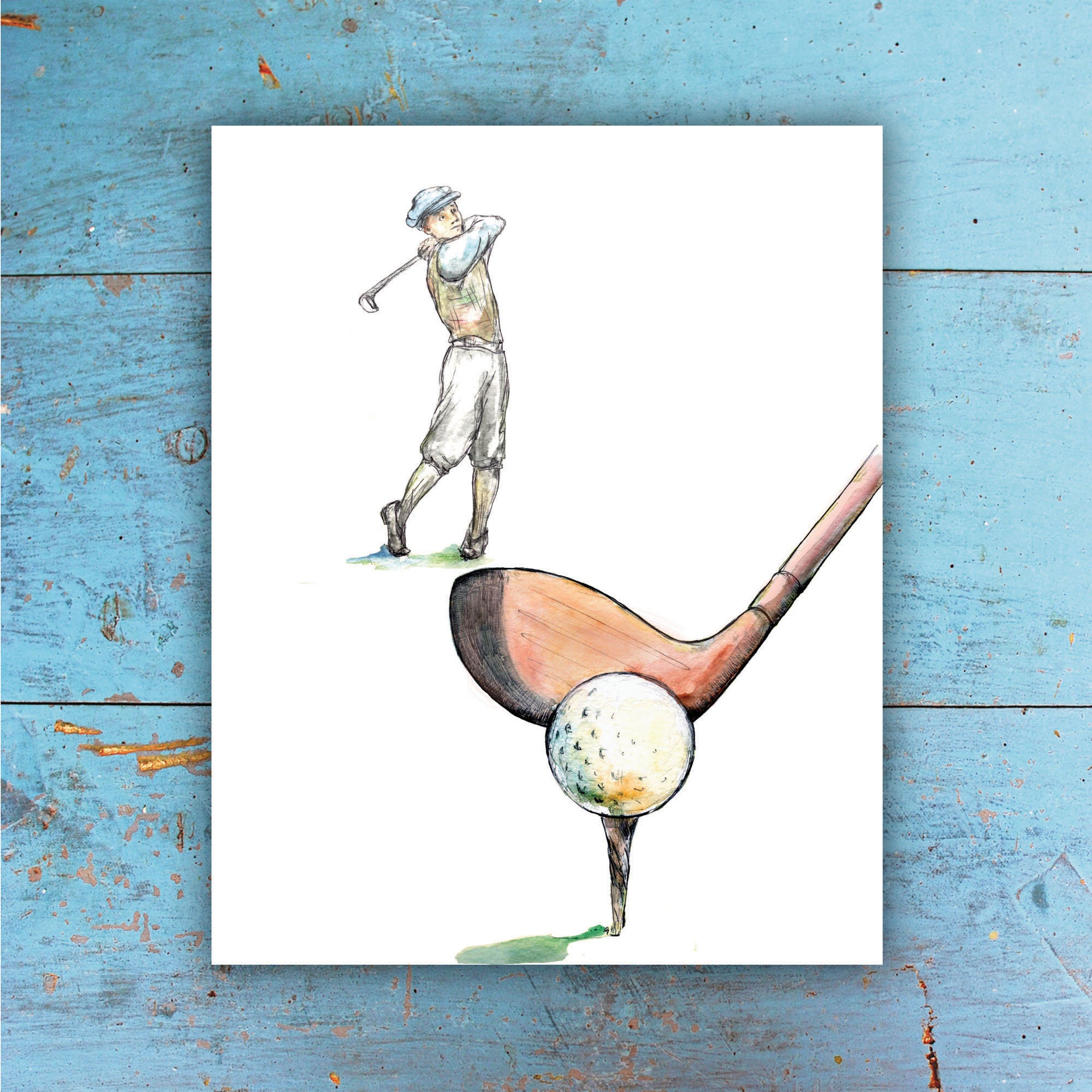 Golf art print Set 3 Prints Old paper decor Vintage golfer Etsy