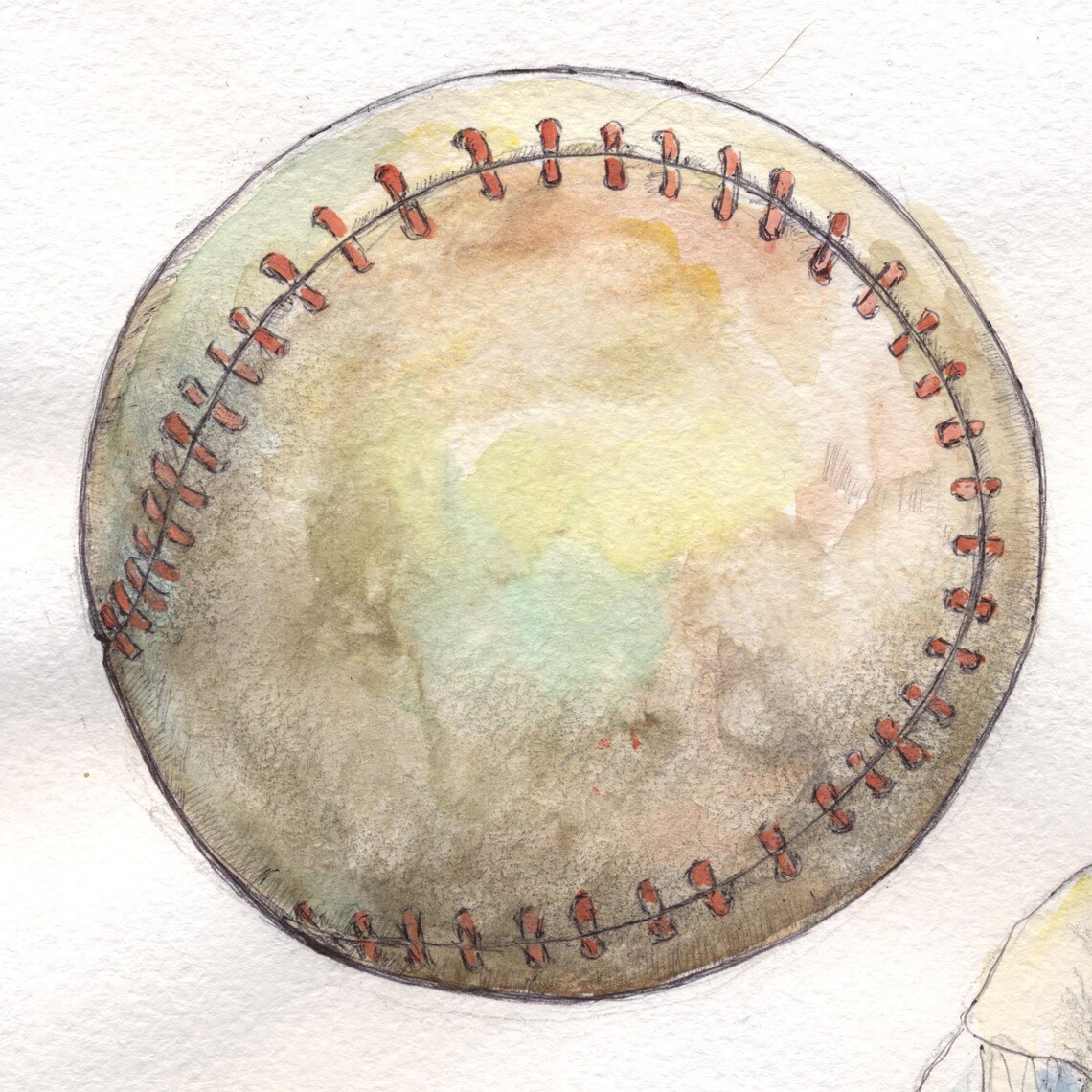Baseball painting Watercolor Original Vintage baseball player Etsy