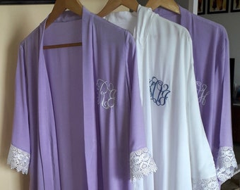 Bridesmaid Robes,Lilac,Solid Lavender Robes,Bridesmaid Lace robes,Bridesmaid party robe Canada, Lavender Plus size Holiday Maternity Robes