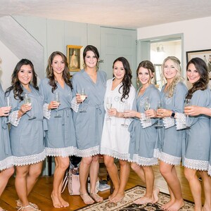 White Bridal Robes, PLUS SIZE, 4XL, 5XL, 6XL, Rayon fabric, Navy, Black, White, Getting ready robes, Plus size kimono, Customized Lace Robes immagine 9