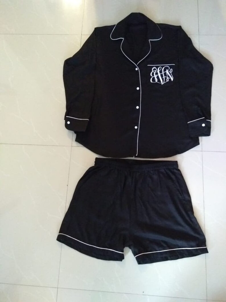 Flower Girl Pajama Setsolid Navy Pj Sets Wedding Pajamas Etsy