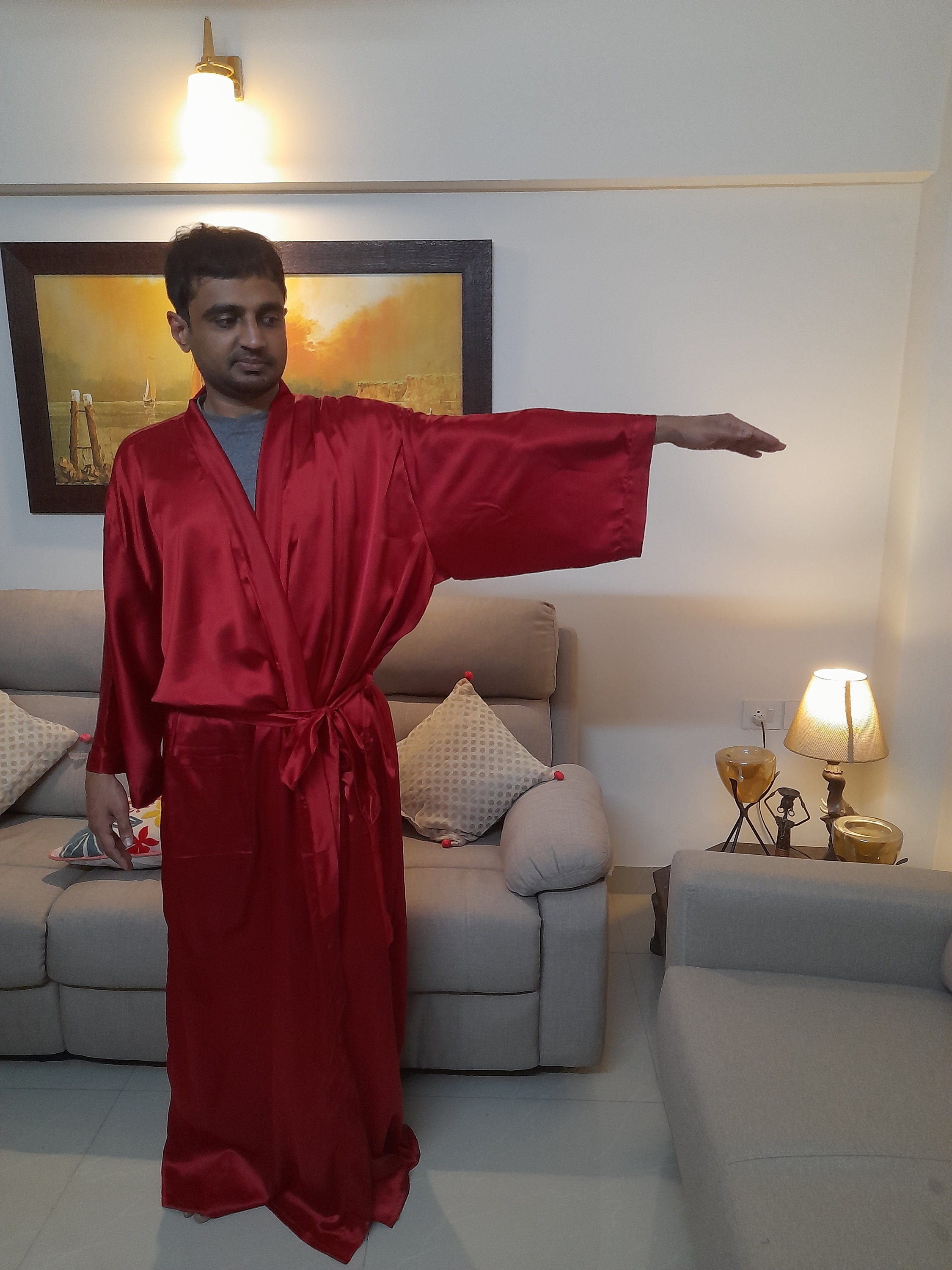 red dressing gown mens Men's Robe Designed in England