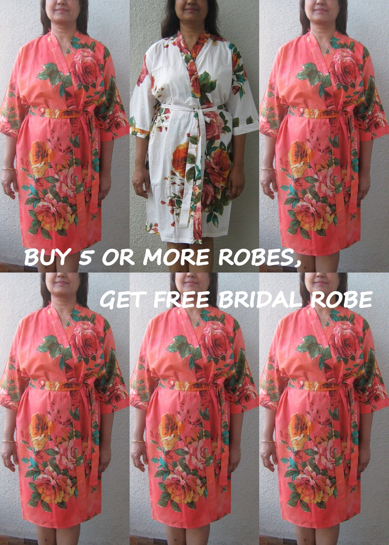 Bridesmaid robes Black Blooming roses Cotton Floral robes Etsy