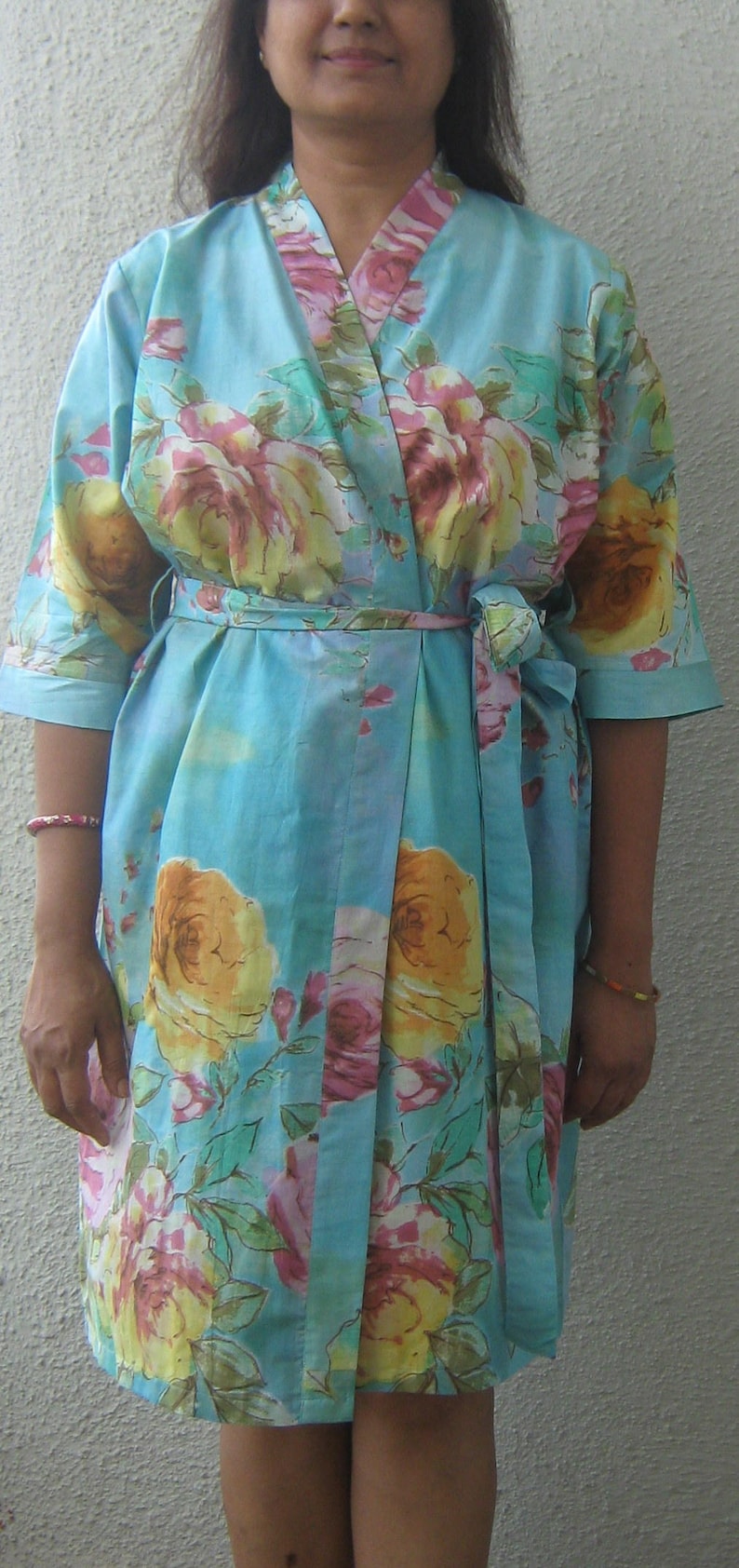 Bridesmaid robes Black Blooming roses Cotton Floral robes Etsy