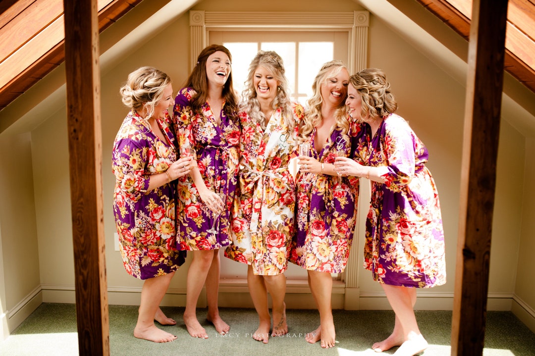 Bridesmaid Robes Purple Purple Robes Floral Robeshandmade Etsy