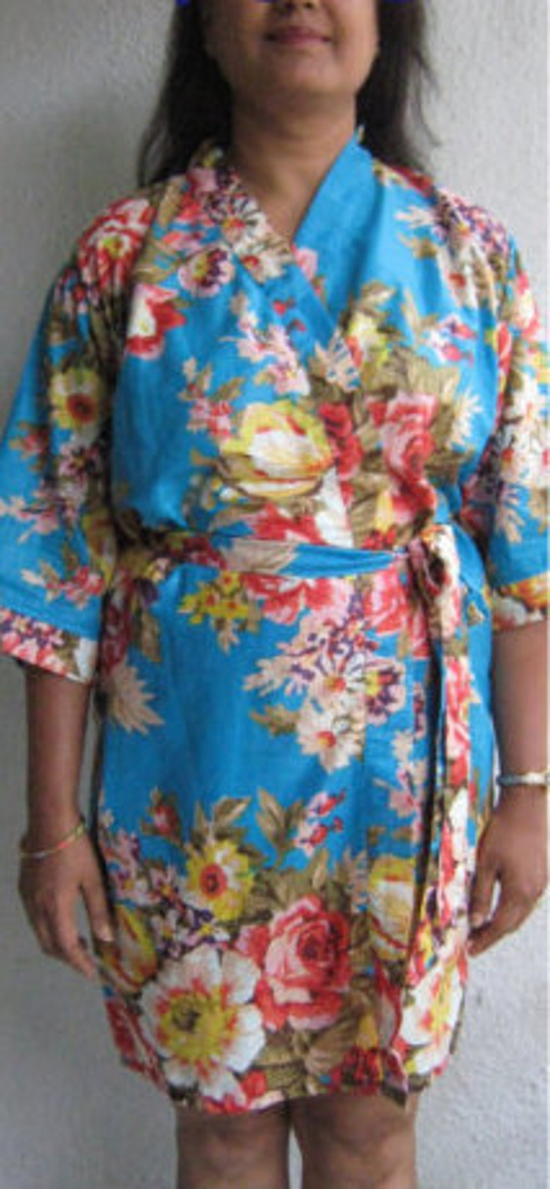 green floral robe