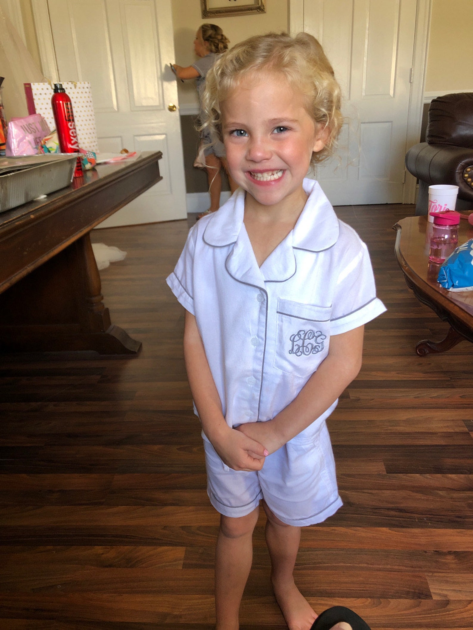 Flower Girl Pajama Set Solid Pj sets Wedding Pajamas Flower Etsy