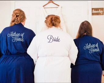 Szlafroki dla druhen, ROZMIARY PLUS, 4XL, 5XL, 6XL Tkanina wiskozowa, Granatowy, Magenta, Szary, Koralowy, Zielony, Biały, Szlafrok plus size, kimono, Szlafroki ślubne