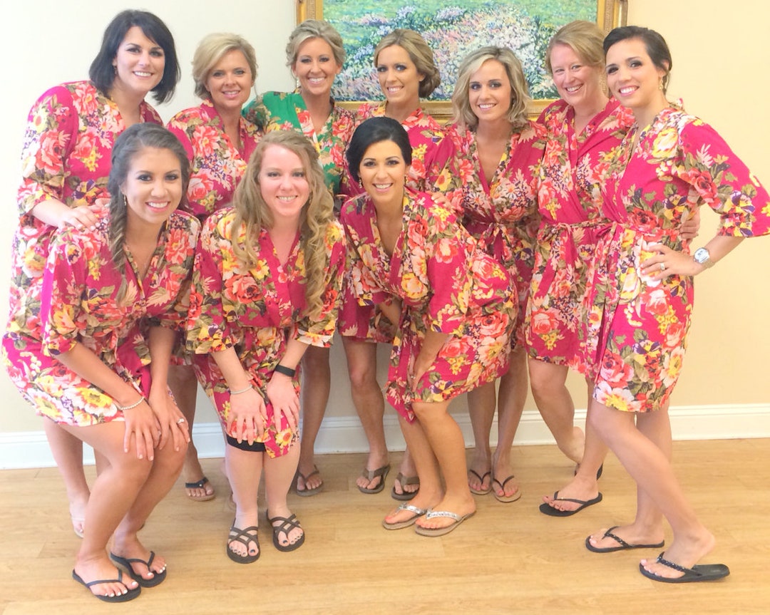 Bridesmaid Robes, Set of 11, Getting Ready Robes,bridesmaids Gifts, Handmade, Floral Robes
