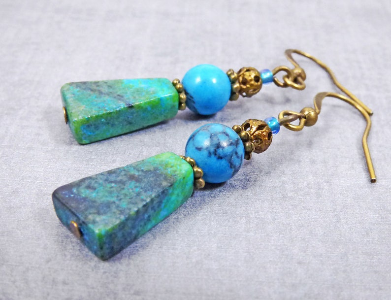 gemstone jewellery pagan jewelry gift from daughter bohemian earring boho jewelry for her Turquoise earrings wiccan turquoise jewellery