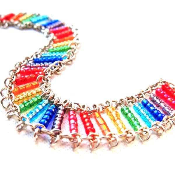 Regenbogen-Armband, buntes Armband, stolz Armband, Licht Armband, Perlen Armband, Perlen Armband, Chakra Armband, Chakra