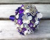 Button Bouquet -Purple and Ivory Butterfly Bouquet. Keepsake Bouquet