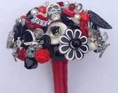 Rockabilly Button Bouquet. Alternative Wedding Bouquet. Keepsake Bouquet. Bridal Bouquet