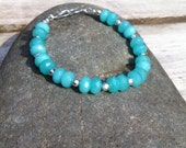 Aquamarine and Sterling Silver Bracelet March Birthstone Bracelet. Gemstone Bracelet