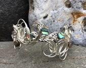 Abalone Shell Silver Wire Cuff Bracelet. Silver Wire Bracelet. Handmade Wire Bracelet