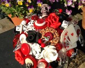 Rockabilly Button Bouquet. Red, Black and White Bouquet Keepsake Bouquet Alternative Bouquet. Allergy Free Bouquet