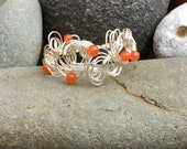 Carnelian and Silver Wire Cuff Bracelet. Carnelian Gemstone Bracelet. Handmade Cuff Bracelet