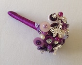 Purple and Ivory Button Bouquet. Small Flower Girl Bouquet. Alternative Bouquet. Keepsake Bouquet. Bridesmaid Bouquet