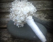 Button Bouquet - Ivory Button and Pearl. Handmade Keepsake Bouquet. Unique Bouquet