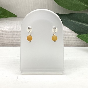 Dainty Topaz Drop Stud Earrings.  Yellow Topaz & Sterling Silver Earrings, Matte Yellow Gemstone Earrings,  Yellow Topaz Earrings,