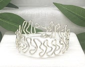 Silver Wire Cuff Bracelet. Silver Bracelet, Silver Wire Ripple Bracelet , Teenagers Bracelet, Silver Cuff Bracelet.