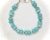 Aquamarine and Sterling Silver Bracelet March Birthday. Birthstone Bracelet. Gemstone Bracelet