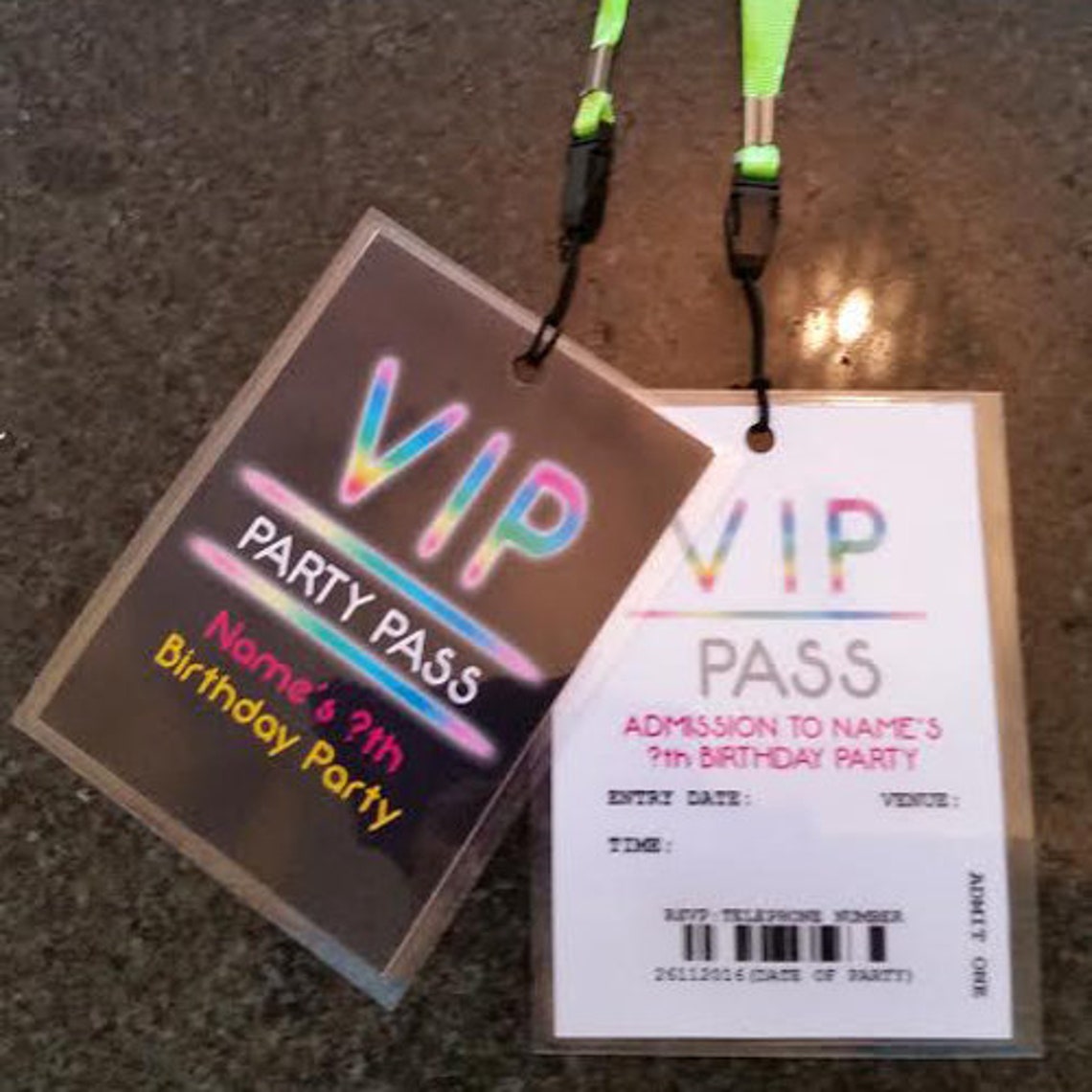Personalised VIP Passes & Lanyard VIP Party Pass Home - Etsy UK