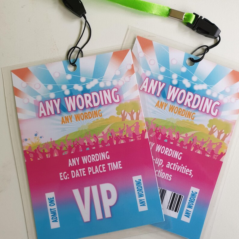 Personalised VIP Passes & Lanyard Pink Home Festival | Etsy