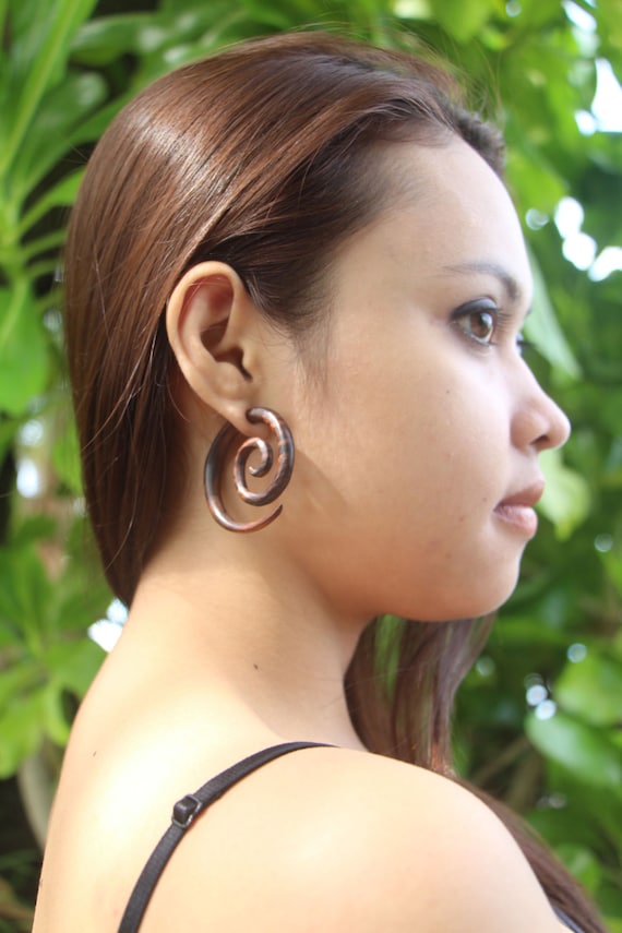 Wooden Spirals Fake Gauges Medium Size Sono Wood Fake Gauge Etsy
