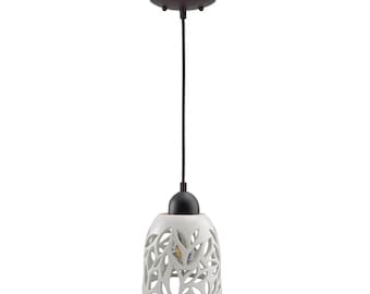 Ceramic Handmade White Leaf Pendant Light