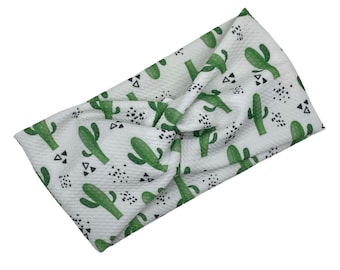 SONORA Twisted Headband: Handgjort kaktusmönster, bekväm stickad huvudbonad