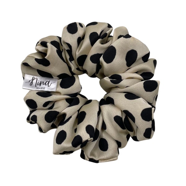 The BRYCE XL Scrunchie | Charmeuse Scrunchie l Gifts Under 10 l Gifts for Her | Extra Large Scrunchie | XL Scrunchie | Polka Dot Scrunchie