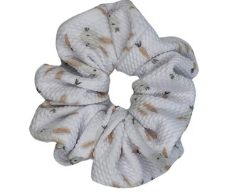 White Bunny Ears Bow Scrunchie: Ribbed Easter Hair Tie - Etsy