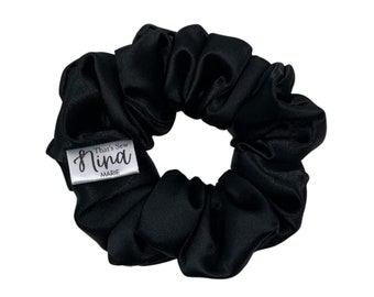 Black Satin XL Scrunchie | Handmade Hair Tie