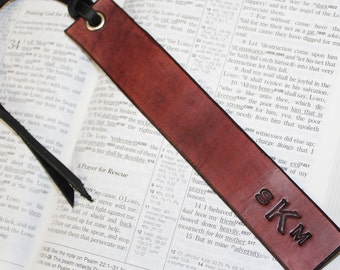 Monogram Leather Bookmark, Personalized Bookmark, Leather Third 3rd Anniversary, Custom Bookmark, Monogrammed Leather, Bookworm Reader