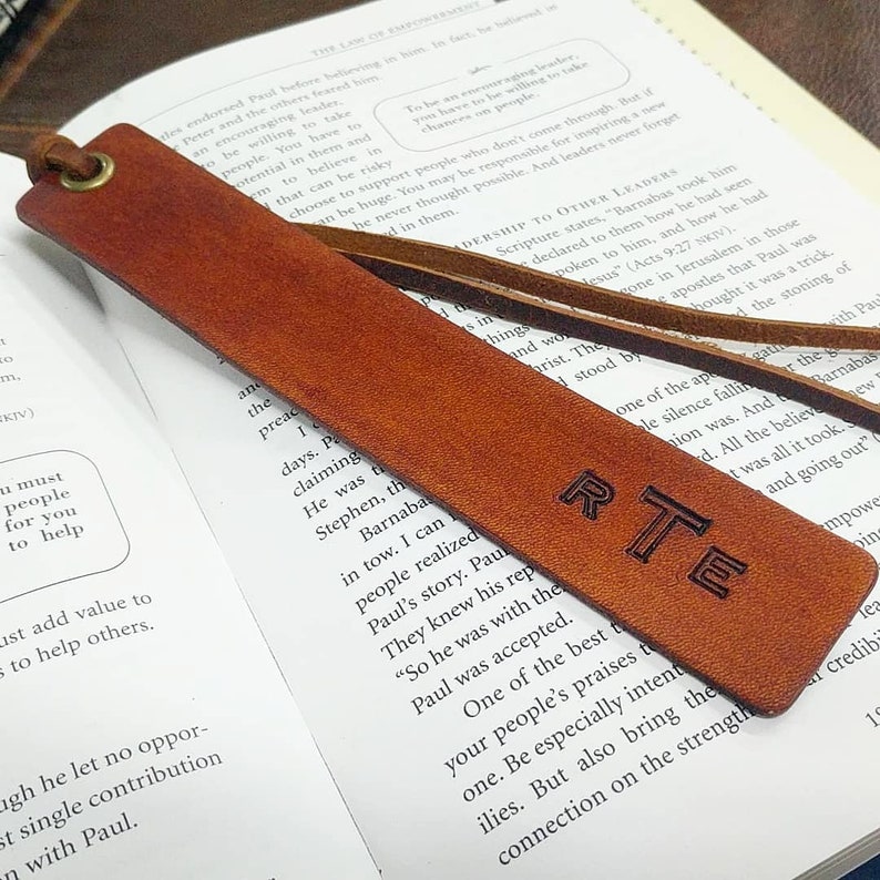 Monogram Leather Bookmark Personalized Bookmark Leather - Etsy