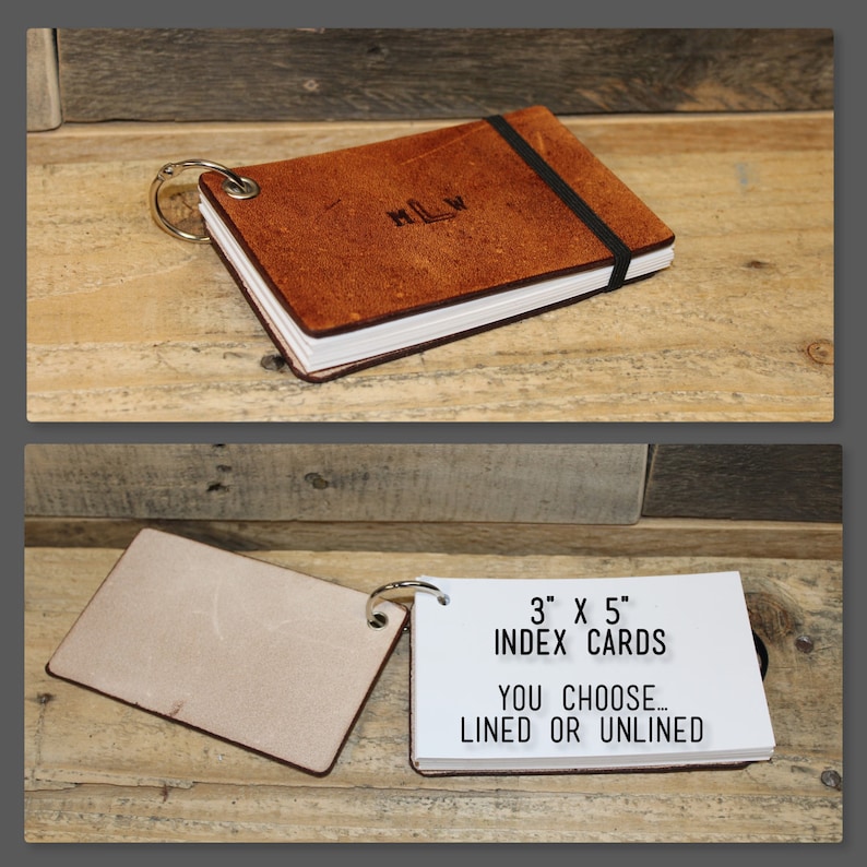 Monogrammed Leather Index Card Holder 3 x 5 Index Etsy