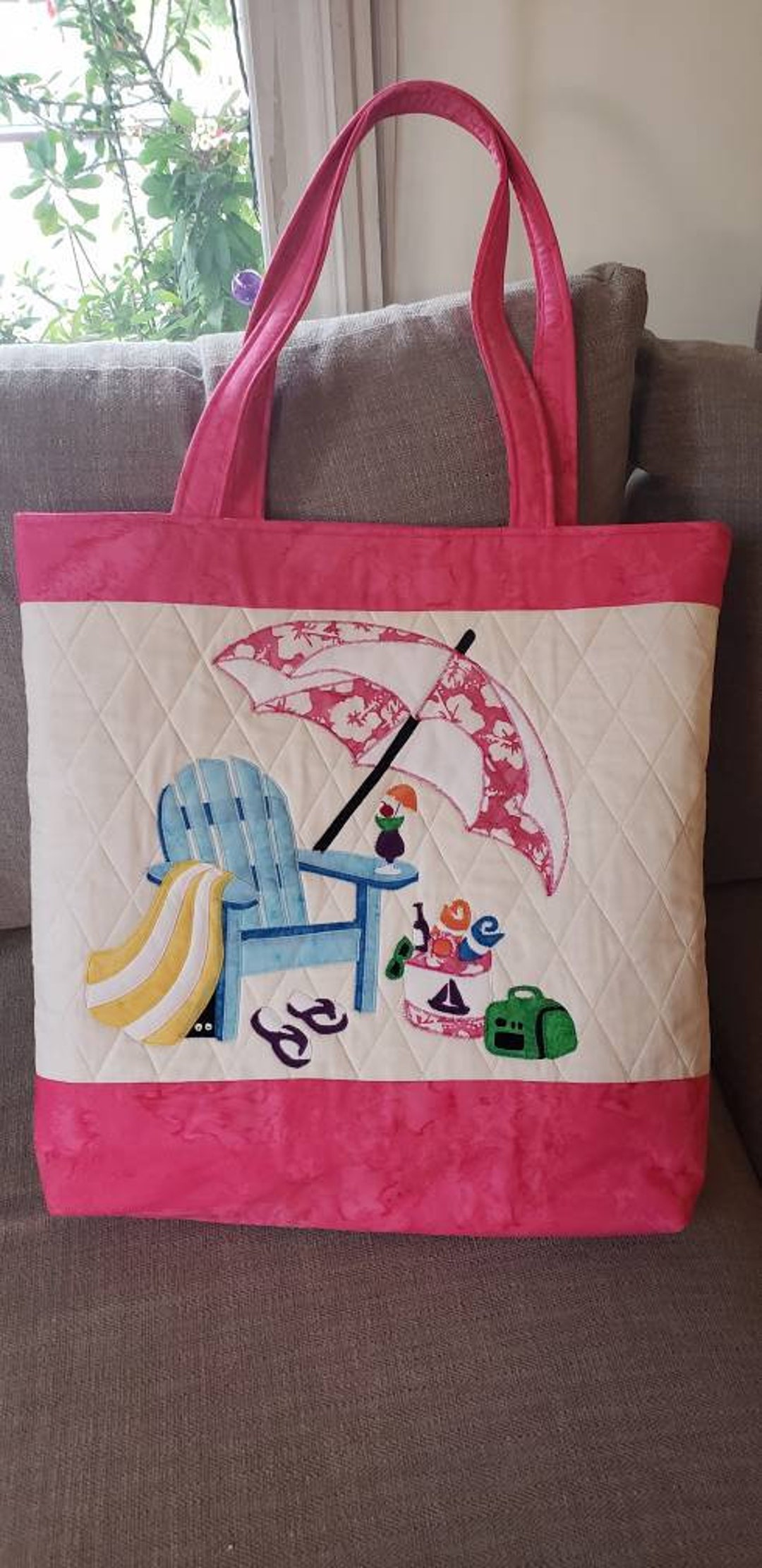 Quilted Summer Fun Beach Bag Choose Color Etsy