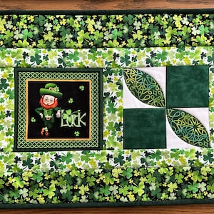 Set of four St Patrick’s Day shamrock quilted placemats