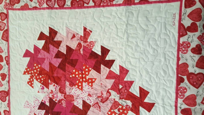 Quilted Heart Table Cover/ wall hanging image 3