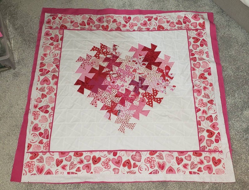 Quilted Heart Table Cover/ wall hanging image 5